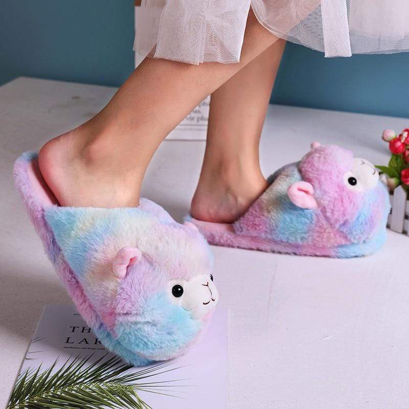 chausson-peluche-lama-rose-et-bleue-18192617799724