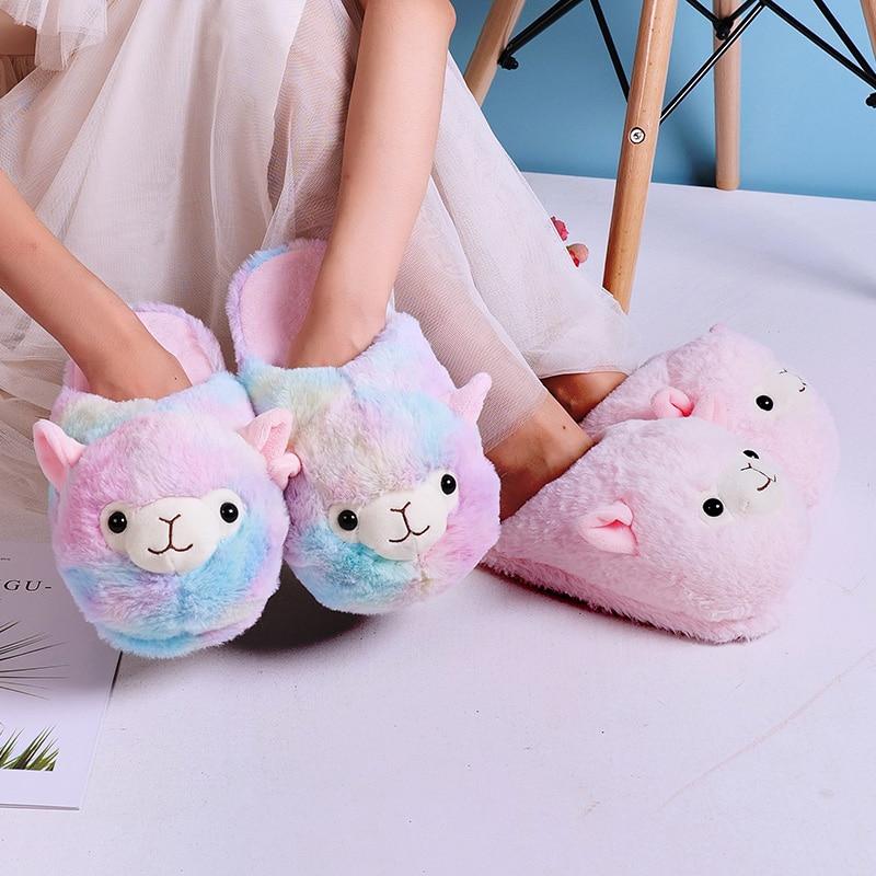 chausson-peluche-lama-rose-et-bleue-18192617832492