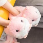 Pantoufle chausson hamster rose en peluche