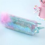 Trousse unicorne paillette à sequins bleus